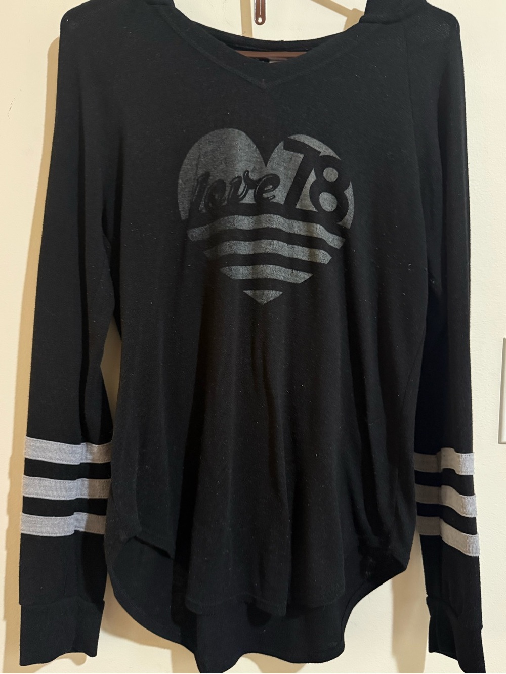 No Boundaries Black Long Sleeve Tee with Silver Heart Graphic